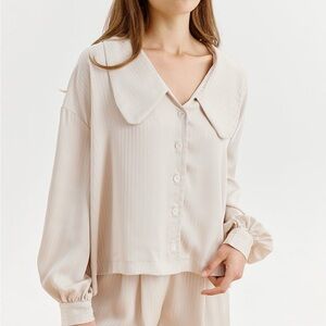 Statement Collar Cropped Pajama Set by Nap Loungewear